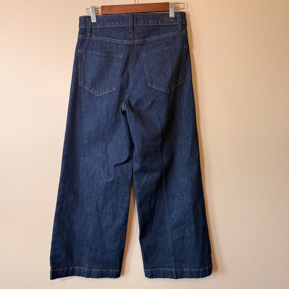 Paige Harper Ankle Wide Leg Jeans Dark Indigo Front Patch Pocket Womens Size 26 - Picture 9 of 10